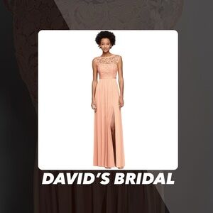 NWT David’s Bridal Lace Dress with Long Mesh Skirt